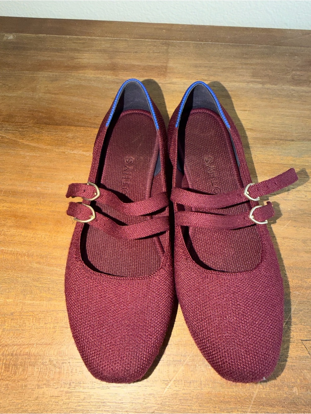 Rothy's Burgundy Double-Strap Mary Jane Flats